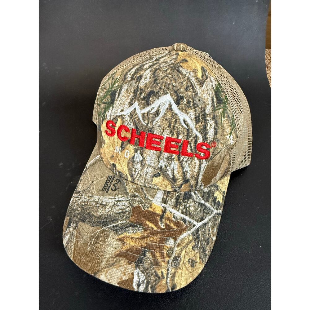 NWT Scheels Montana Camo and Tan Mesh Hunting Hat Baseball Cap